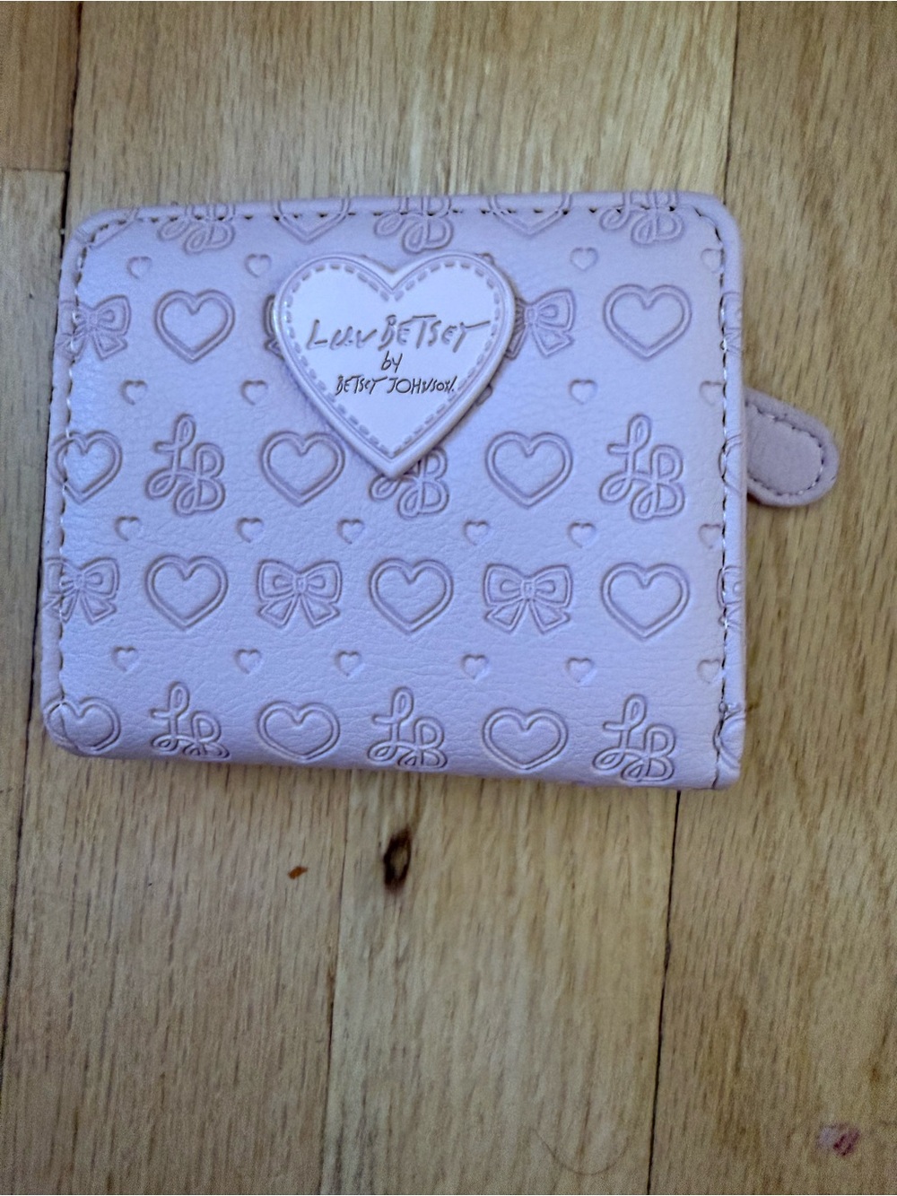 Betsey Johnson Light Pink Embossed Heart Kids Wallet
